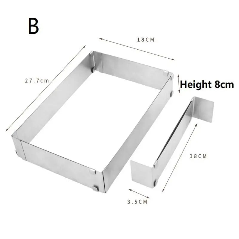 Adjustable Rectangular Cake Mold Ring | Stainless Steel Baking