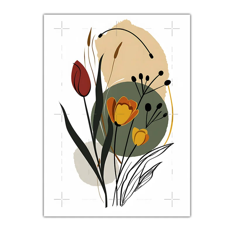 Boho Floral Canvas Wall Art | Minimalist Botanical Print Canvas Wall Art Print Peaceful Pleasures Health and Wellness 01 50x70cm NoFrame China Mainland