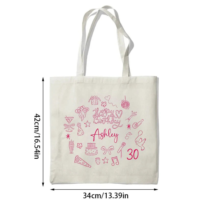 Personalized Name & Age Canvas Tote Bag | Custom Birthday Gift Personalized Canvas Tote Peaceful Pleasures Health and Wellness