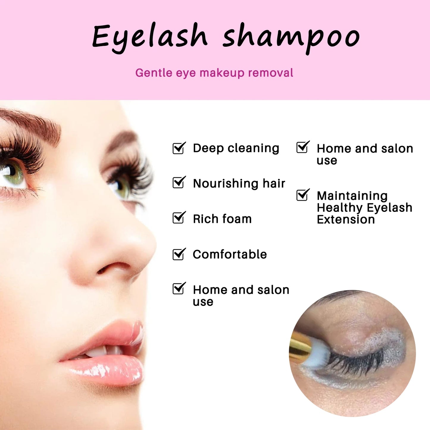 1/3/5PCS Lanthome Eyelash Extension Shampoo Foam Eyelid Deep Clean Cleanser For Makeup Tools Mascara Remover Glue Salon Home Use Peaceful Pleasures Health and Wellness
