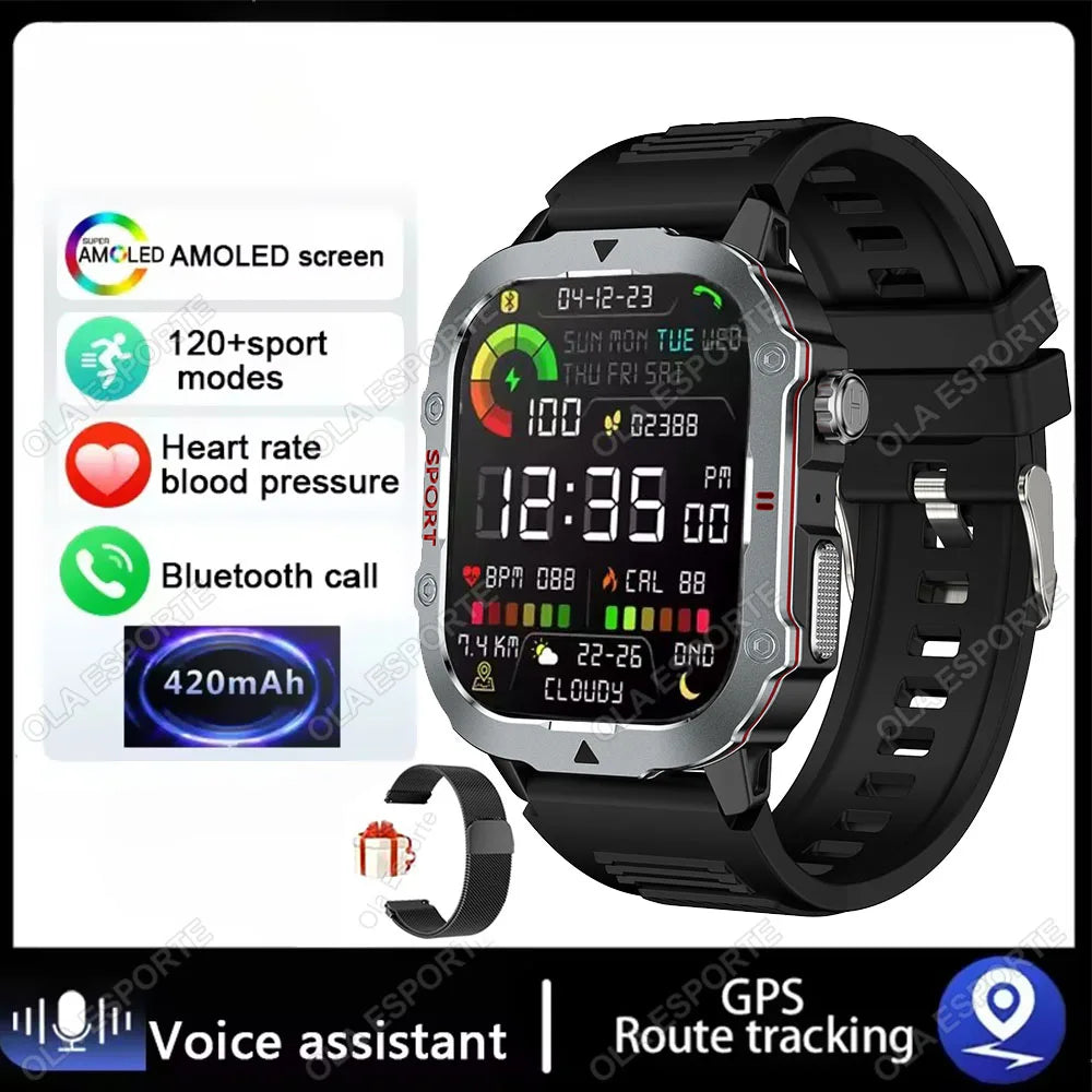 2.19" AMOLED Smartwatch | BT Calling, GPS, 5ATM, Heart Rate