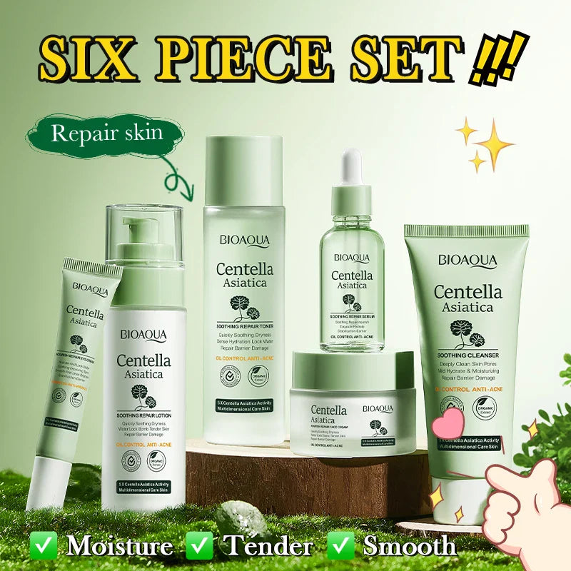 BIOAOUA Centella Asiatica 6-Piece Skincare Set – Brighten & Firm