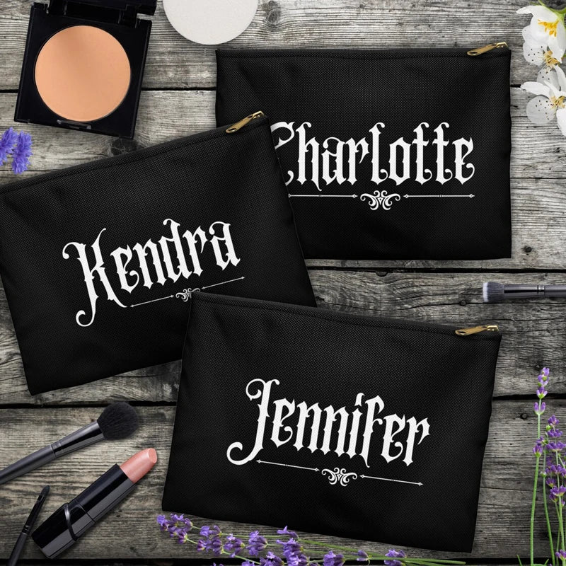 Personalized Gothic Halloween Makeup Bag | Bridesmaid Gift Personalized Makeup Bag Peaceful Pleasures Health and Wellness