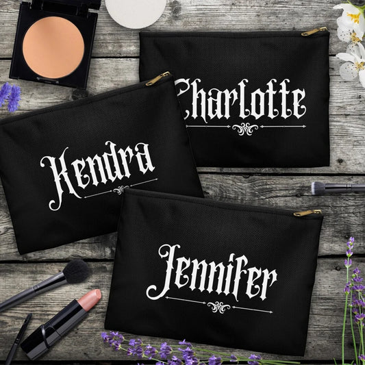 Personalized Gothic Halloween Makeup Bag | Bridesmaid Gift Personalized Makeup Bag Peaceful Pleasures Health and Wellness