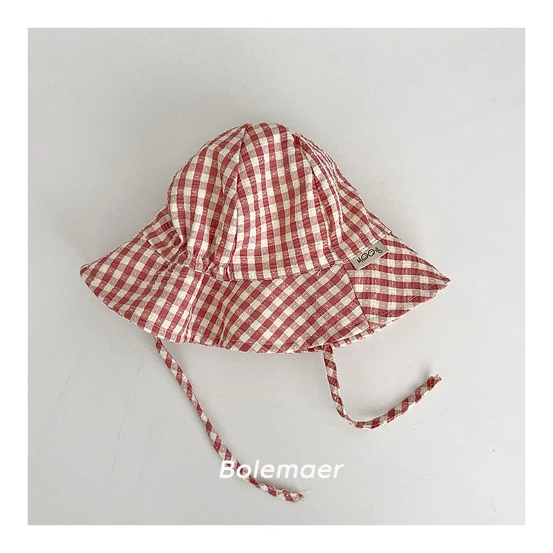 Baby Wide Brim Plaid Bucket Sun Hat | Cotton, Boys & Girls
