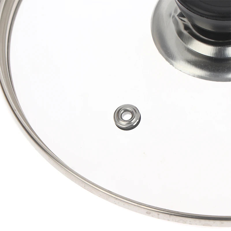 Multi-specification Pot Cover Tempered Glass Pot Lid Stainless Steel Rimmed Pan Lid Spill Shatter-Proof Round Glass Cover Peaceful Pleasures Health and Wellness