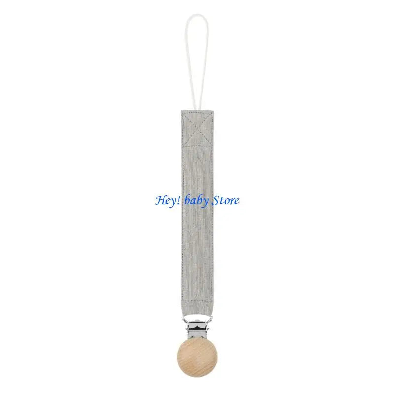 Baby Pacifier Clip Chain Holder | Cotton, Metal & Beech Wood