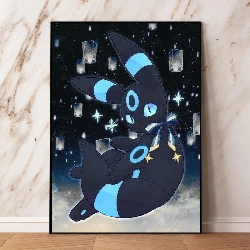 Classic Pokemon HD Canvas Painting Anime Figures Umbreon Poster Print Watercolor Wall Art Picture Modern Home Decor Kids Gifts Peaceful Pleasures Health and Wellness 13-1PC 50x70cm