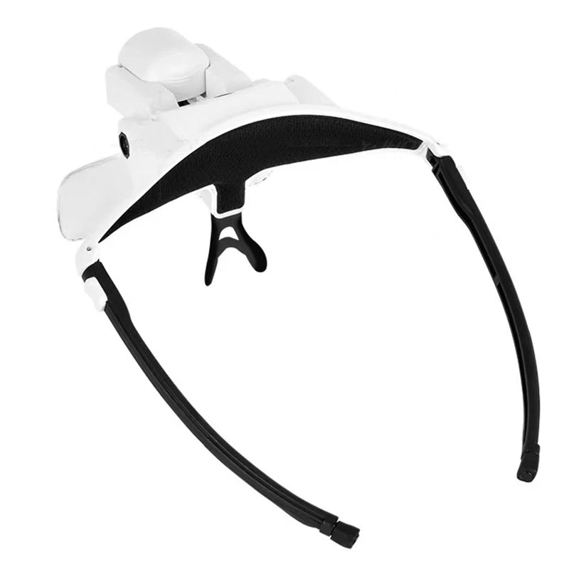 LED Rechargeable Headband Magnifier Interchangeable Lens Multiple Magnification 3 Colors Light for Reading Peaceful Pleasures Health and Wellness