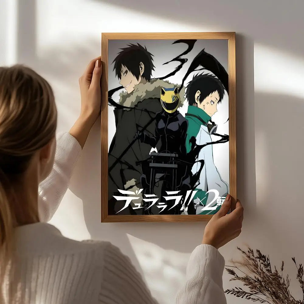 Anime D-Durarara!! Poster HD Self Adhesive Waterproof Wall Art Ideal for Home Office Dorm Bedroom Great Gift Peaceful Pleasures Health and Wellness White2 15X20cmNoframe
