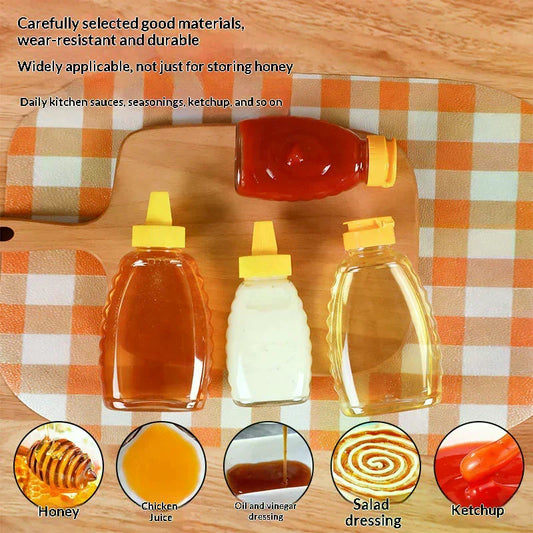 Reusable Clear Squeeze Honey Bottle with Lid | Plastic Dispenser Squeeze Dispenser Bottle Peaceful Pleasures Health and Wellness