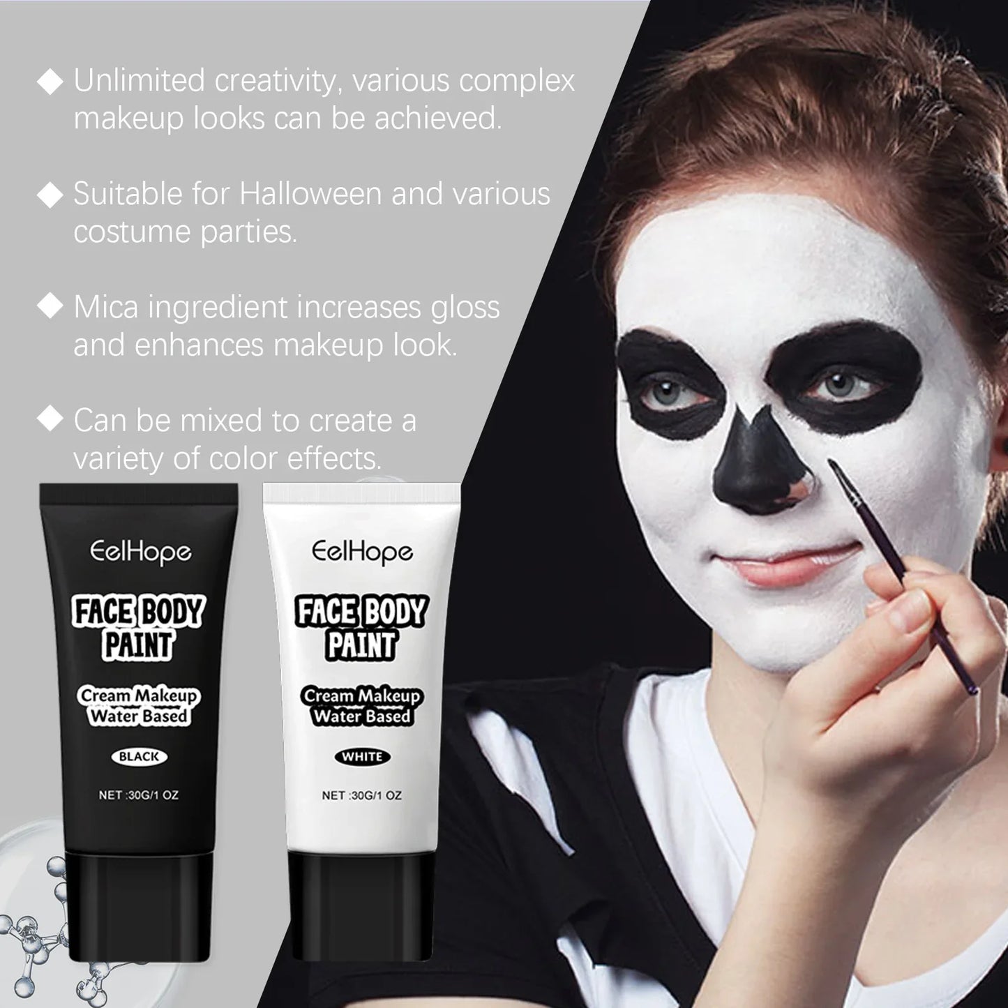 Halloween Black & White Face Paint Cream – Clown Cosplay Makeup