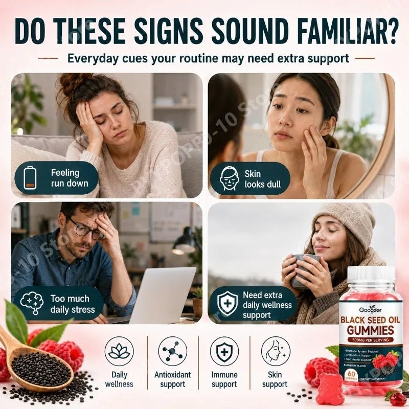Googeer Black Seed Oil Gummies with Zinc | 60 Raspberry Gummies