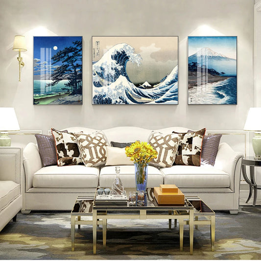 Japanese Wave Kanagawa Canvas Wall Art | Oriental Home Decor Canvas Wall Art Peaceful Pleasures Health and Wellness