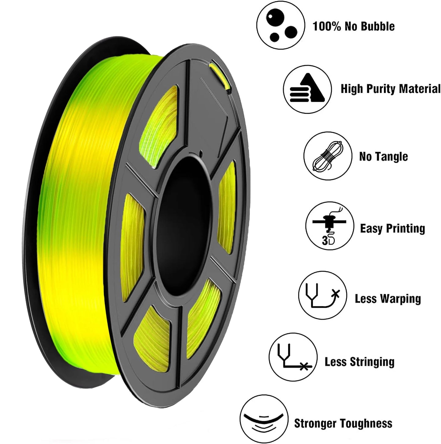 PETG Filament 1.75mm Transparent Yellow | ±0.02mm Accuracy