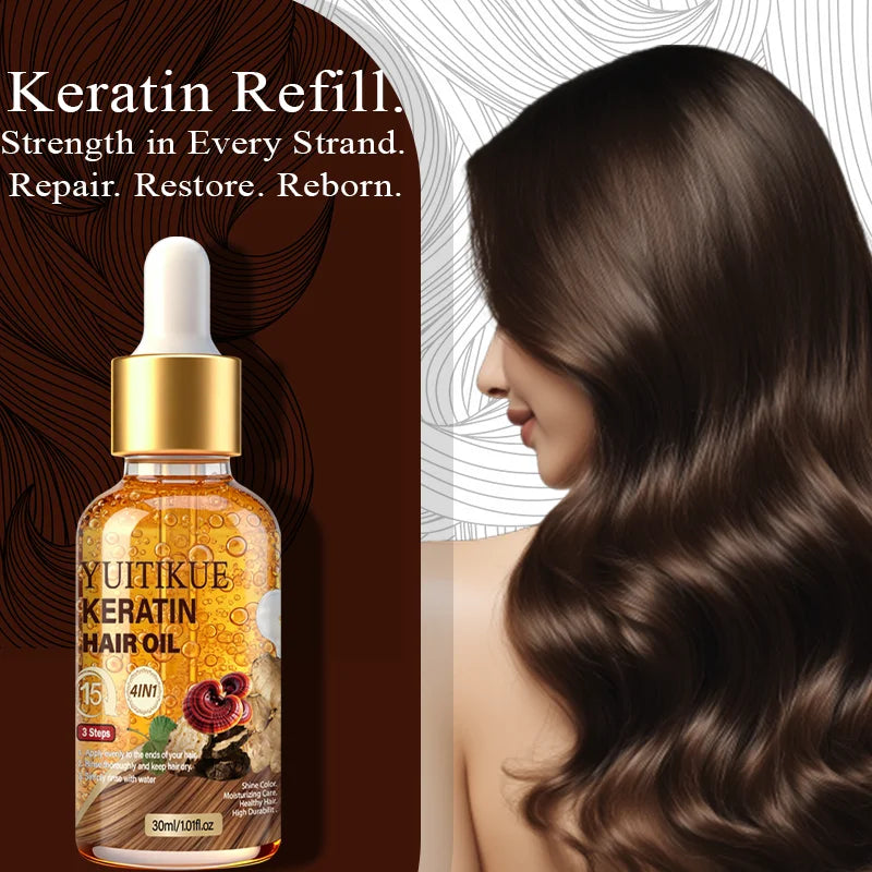 YUITIKUE Keratin Hair Oil | 4-in-1 Formula | 3 Steps 15-Minute Application For Shiny, Moisturized & Healthy Hair 30ml Peaceful Pleasures Health and Wellness