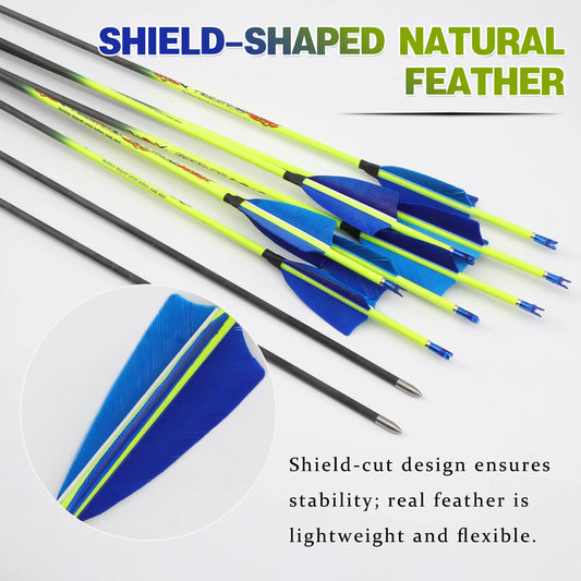 6 12 ID4 Pure Carbon Arrow Spine400-1000 Feather Recurve Compound Bow Peaceful Pleasures Health and Wellness sp600-6pcs