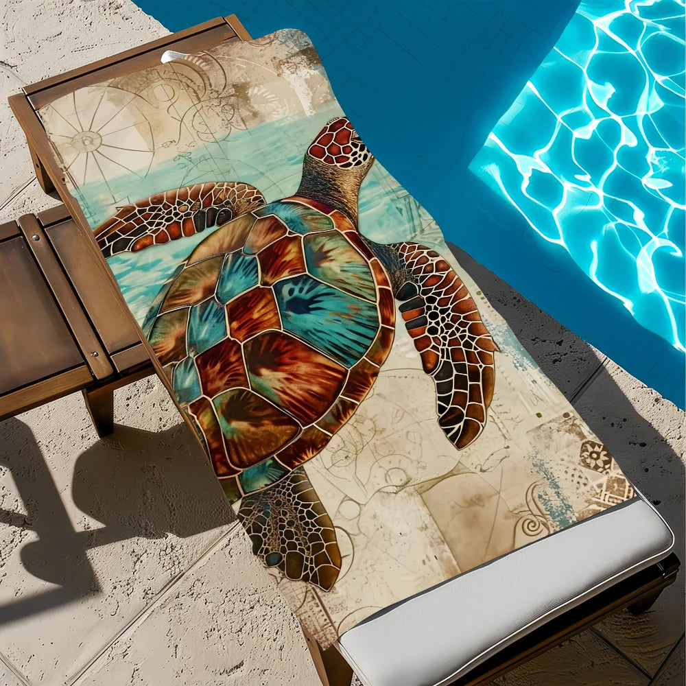 Sea Turtle Quick-Dry Beach Towel | Soft Pool & Travel Towel Quick-Dry Beach Towel Peaceful Pleasures Health and Wellness z5 STJ40x70CM