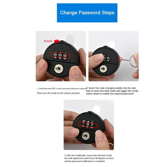 Zinc Alloy 3-Digit Combination Lock with Key | Cabinet & Drawer Combination Lock Peaceful Pleasures Health and Wellness