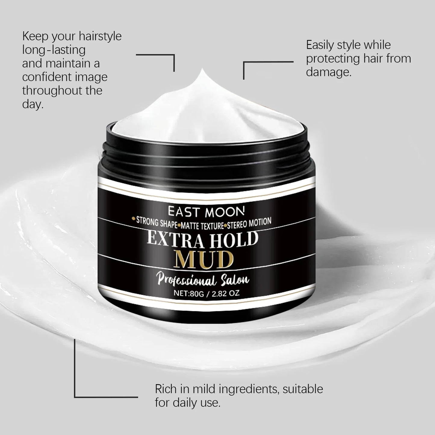 East Moon Men's Hair & Beard Styling Wax – Strong Matte Hold