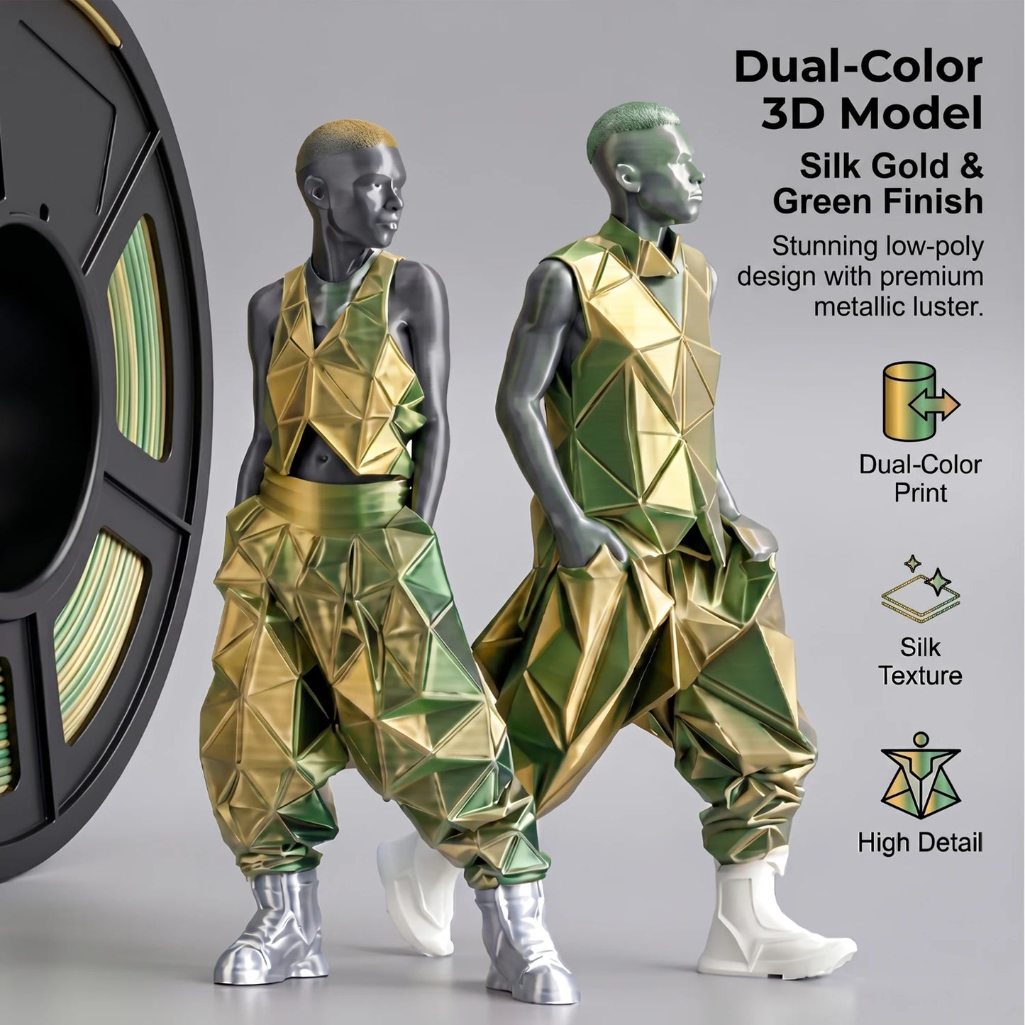 Silk PLA+ Dual Color 3D Filament 1.75mm | DINGSUN 3D Gradient
