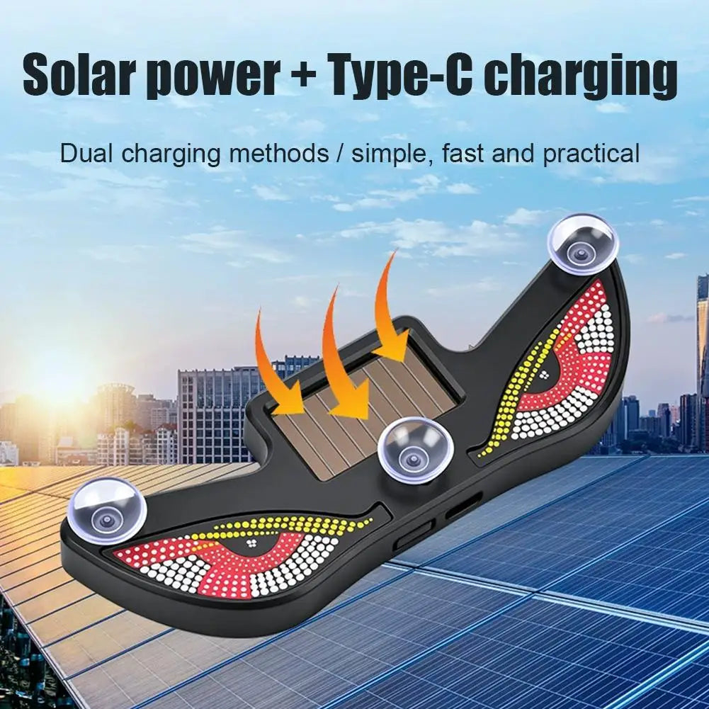 Solar Demon Eye LED Car Window Dynamic Devil Eyes LED Ambient Lights Animated Flashing Warning Lamp for SUV Rear Windshield Peaceful Pleasures Health and Wellness