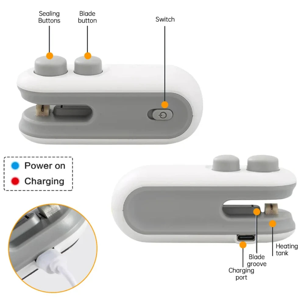 2-in-1 Mini Heat Bag Sealer & Cutter | USB-C Rechargeable