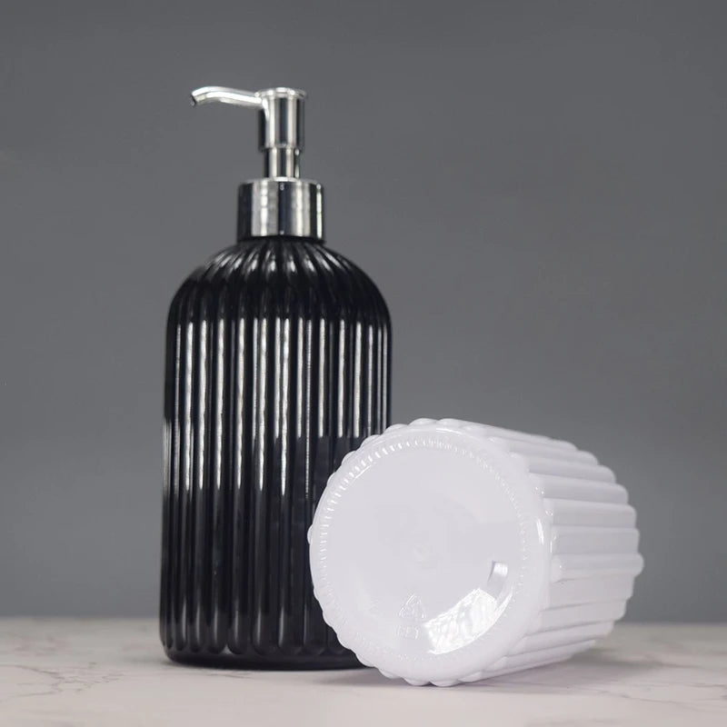 500ml Striped Soap Dispenser Bathroom Shower Wash Shampoo Bottle Refillable Kitchen Dish And Hands Soap Container Peaceful Pleasures Health and Wellness