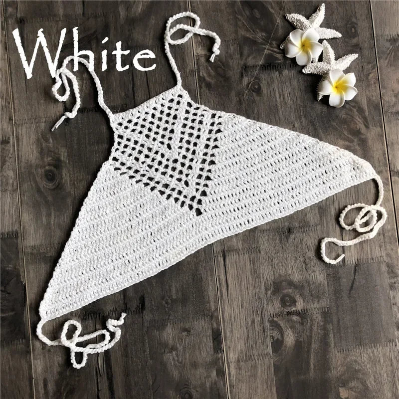 Handmade Crochet Wrap-Neck Bikini Top | Women's Beachwear
