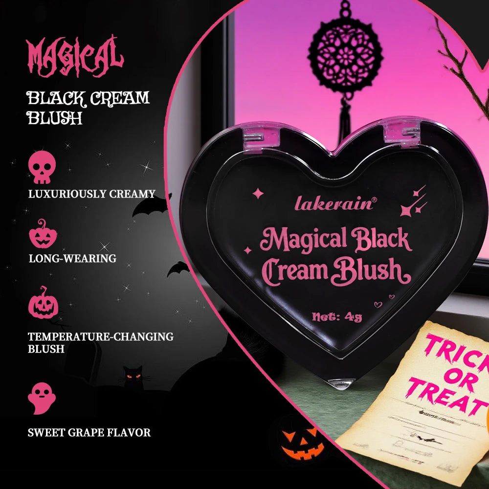 Lakerain Black Cream Blush Color Changeable Body Temperature-Responsive Formula Silky Touch Easy to Spread Facial Lips Eyes Peaceful Pleasures Health and Wellness