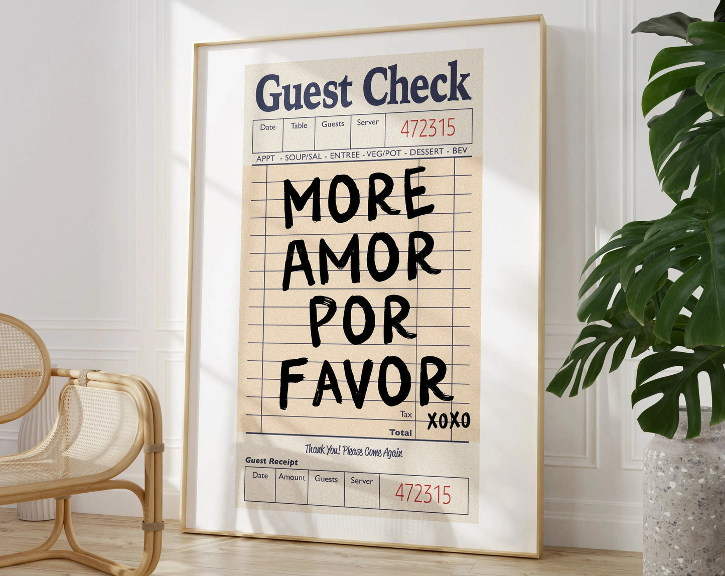 Más Amor Por Favor Love Quote Canvas Wall Art | Pink Blue