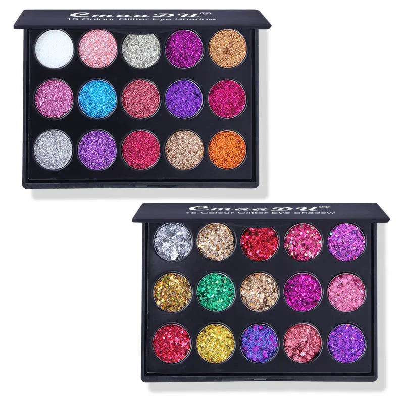 CmaaDu 15-Color Diamond Glitter Eyeshadow Palette – Shimmer