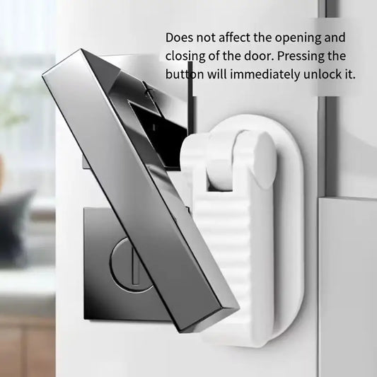 Child Safety Door Lever Lock Punch Free Universal Anti Open Handle with Hidden Button for Baby Proofing Multifunction Buckle Peaceful Pleasures Health and Wellness