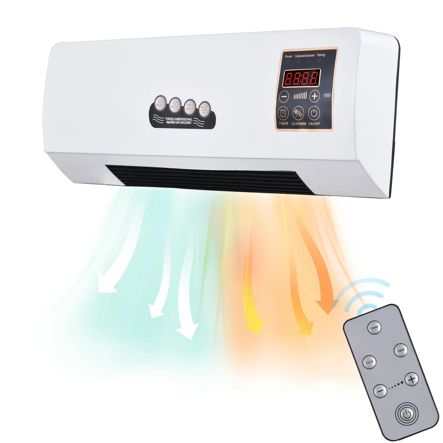 2-in-1 Wall Heater & Fan with Remote Control & 6Hr Timer