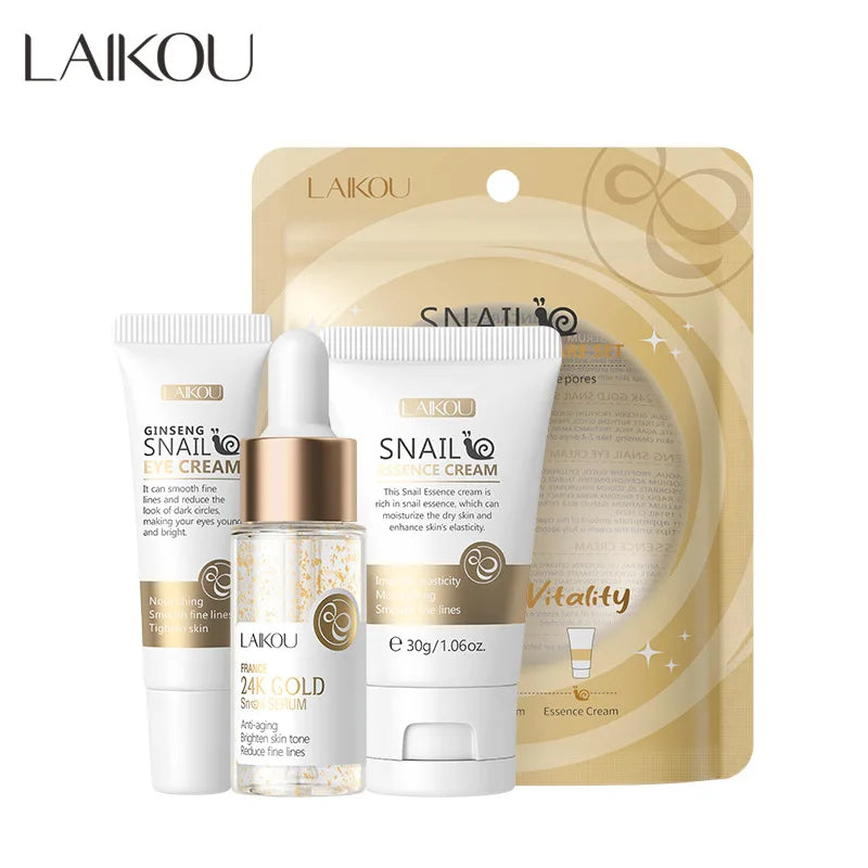 LAIKOU Vitamin C 24K Gold Sakura Skin Care Set – 3-Piece Kit