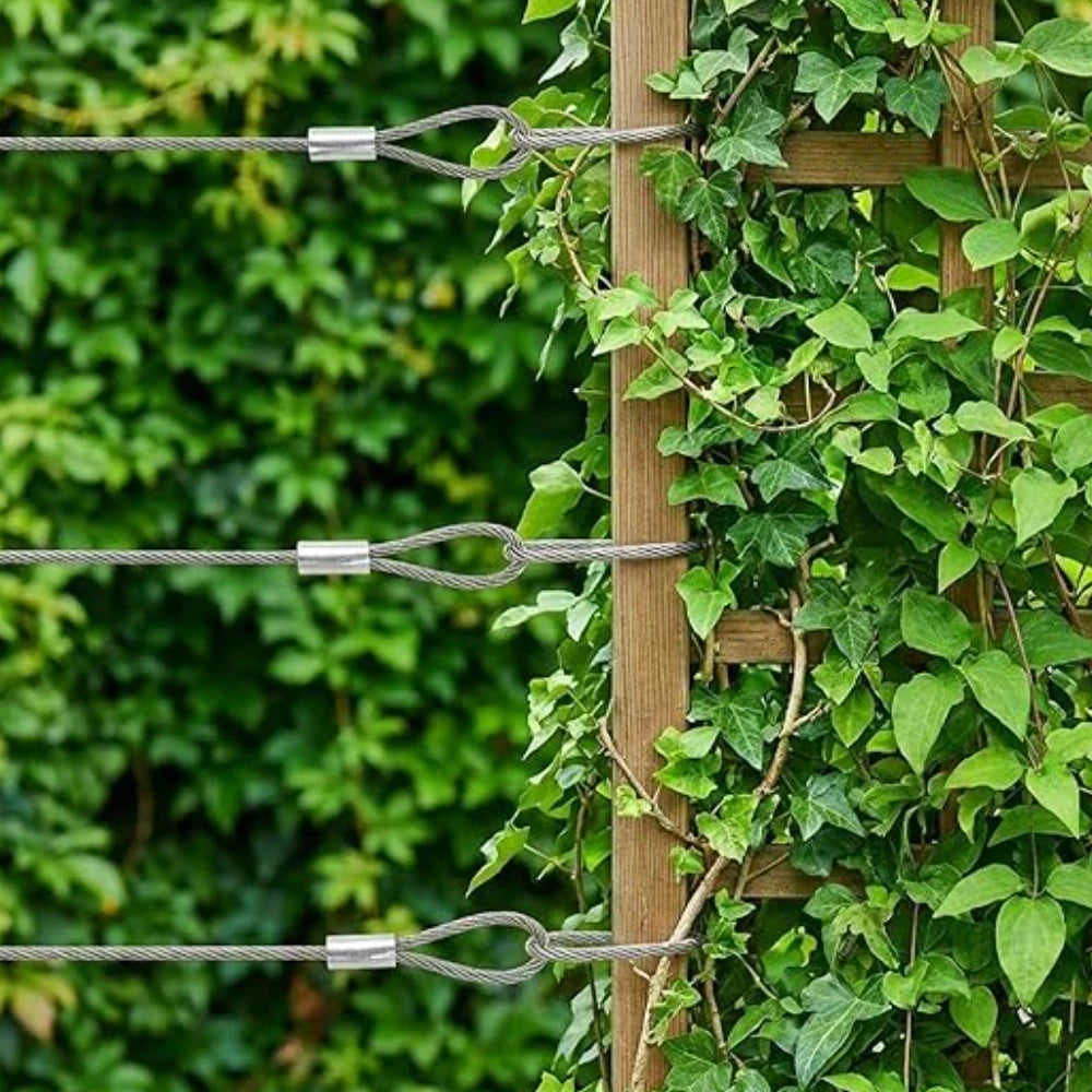 2M Wire Rope 4 Roll 304 Stainless Steel Cable with Crimp Sleeves Rustproof Cable for Garden Trellis Clothesline Railing Trellis Peaceful Pleasures Health and Wellness