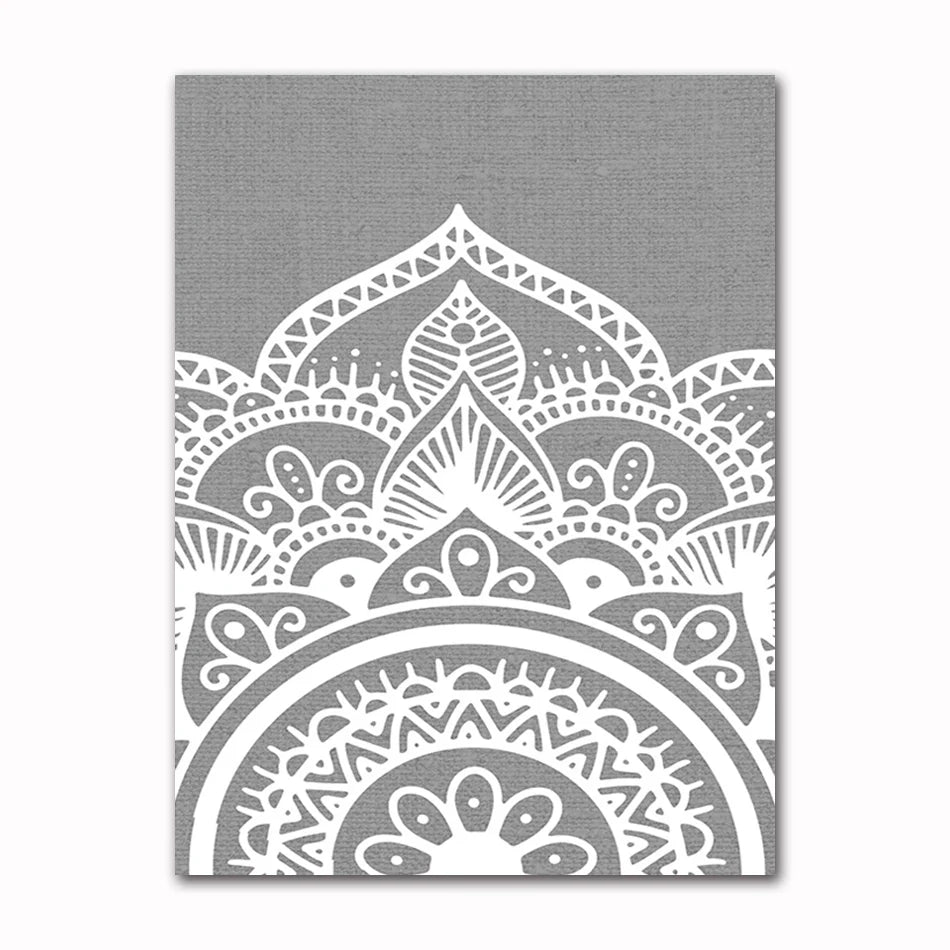 Bohemia Mandala Floral Beige Abstract Posters Canvas Painting Wall Art Print Pictures for Living Room Interior Home Decoration Peaceful Pleasures Health and Wellness T60314-08 20x30cm Unframed