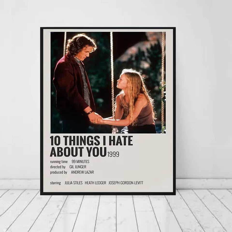 Movie Poster Canvas Painting 10 Things I Hate about You Classic 90's Vintage Wall Film Art Print Picture Living Room Home Decor Peaceful Pleasures Health and Wellness