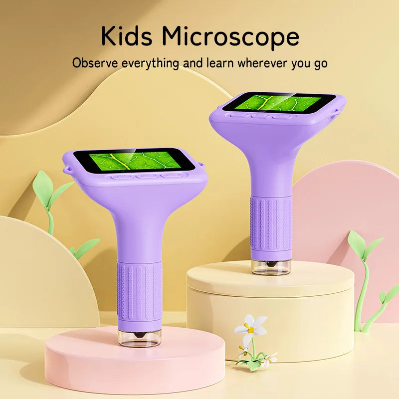 Children's Handheld 3-Inch Optical Microscope Magnifying Glass Toy 1000 Magnifying Portable Microscope Peaceful Pleasures Health and Wellness