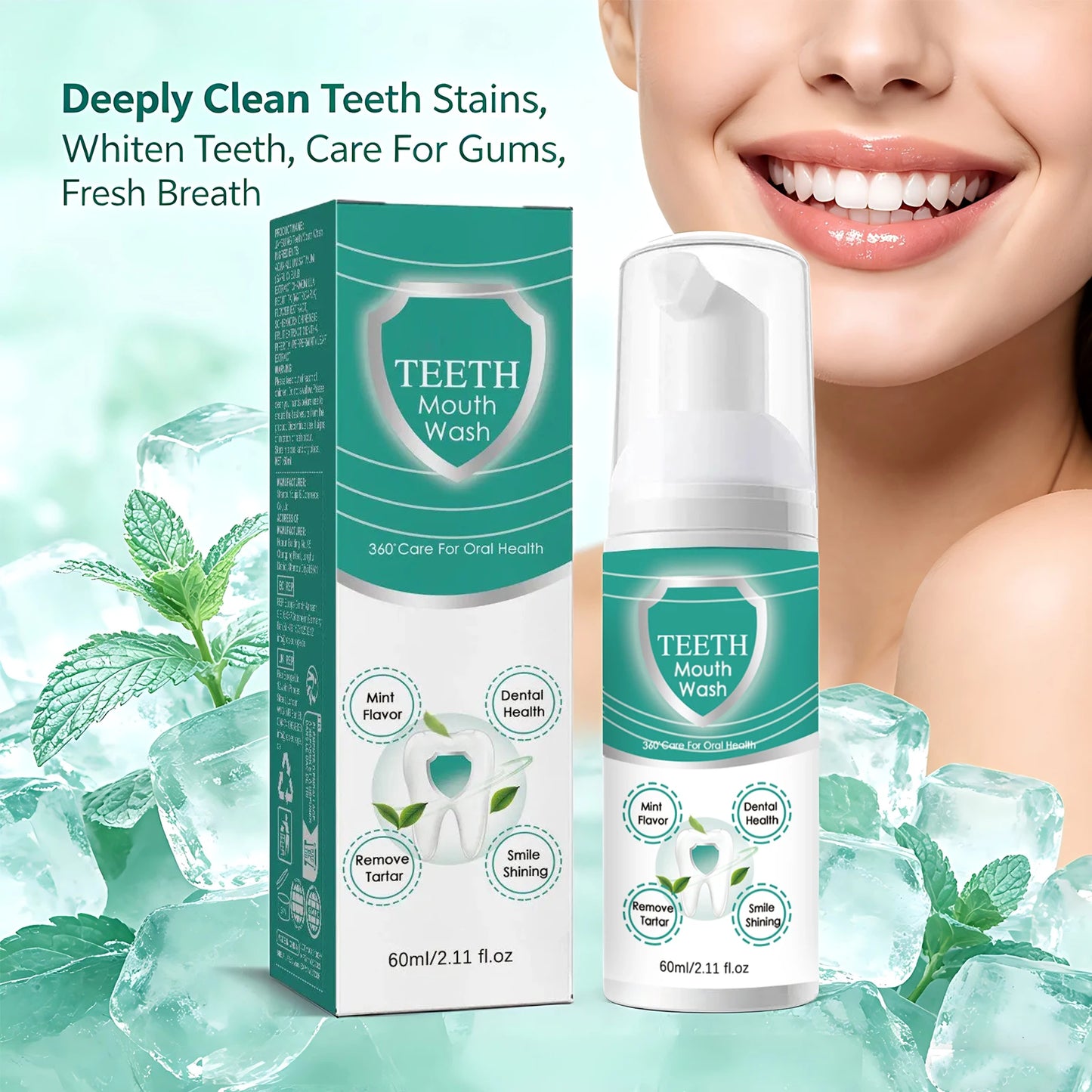 Foam Tooth Cleaning Mousse Teeth Whitening Removing Yellow Teeth Stains Gum Protection Freshens Breath Daily Oral Care Peaceful Pleasures Health and Wellness