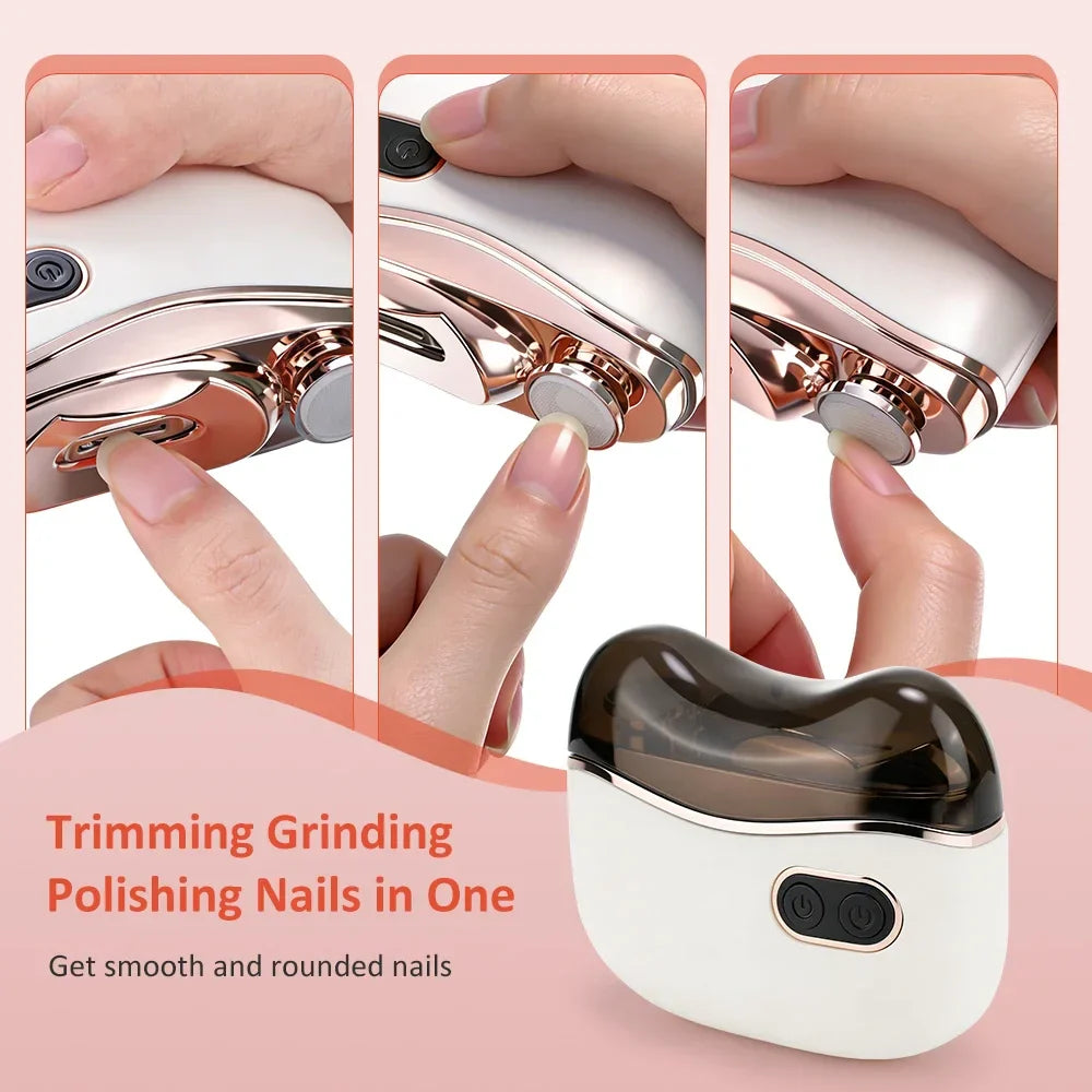 AFDEAL 2-in-1 Electric Nail Clipper & Polisher with LED Light