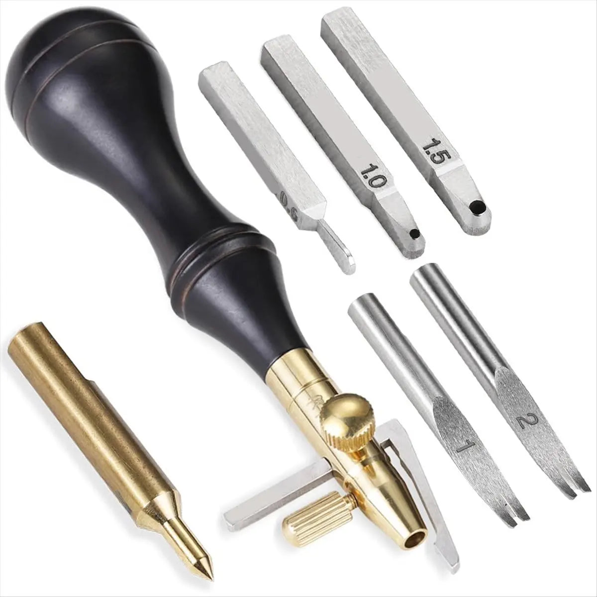 *ABDH 6 in 1 Leather Groover Tool, with Adjustable Stitching Groover, Leather Carving Cutting Tools, Leather Working Tools Peaceful Pleasures Health and Wellness