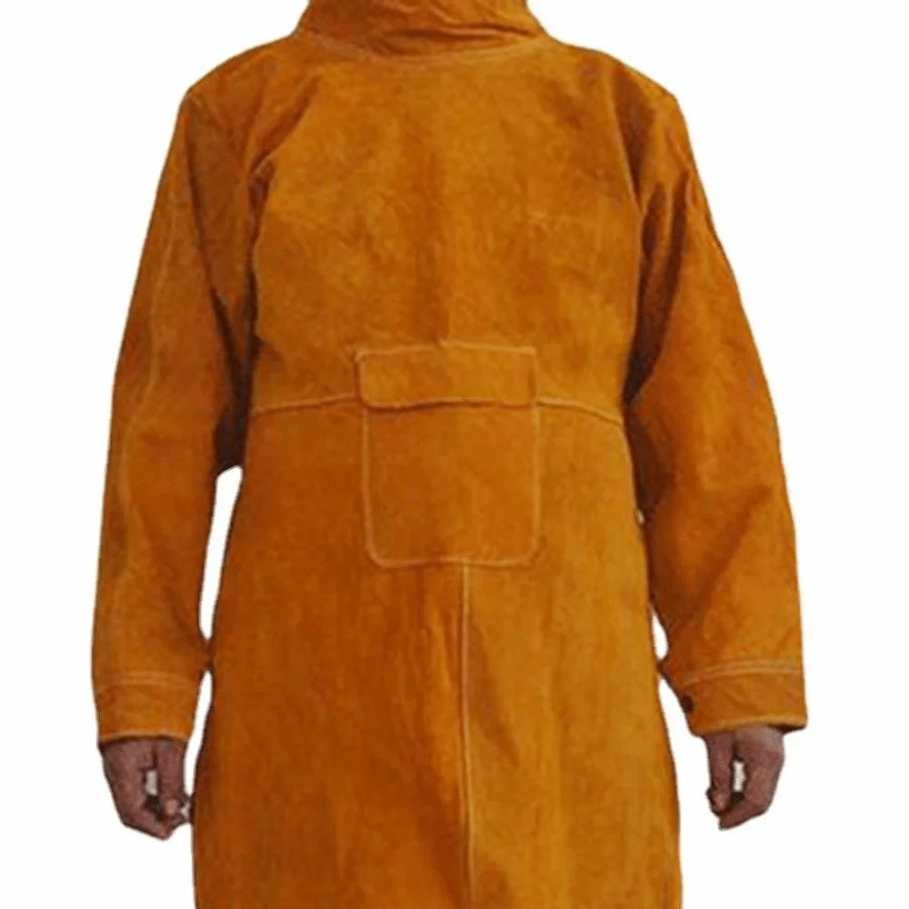 Cowhide Leather Welding Clothes Flame Retardant High Collar Welding Work Clothes Heat Resistant Long Sleeve Welding Suit Peaceful Pleasures Health and Wellness