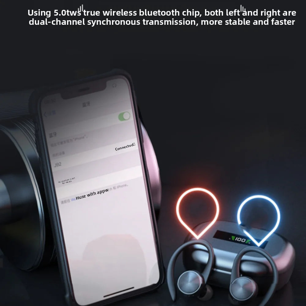 Hook-on Wireless Bluetooth Earphone Stereo Digital Display Wireless Earphones Noise Canceling HiFi Bluetooth Headset Peaceful Pleasures Health and Wellness