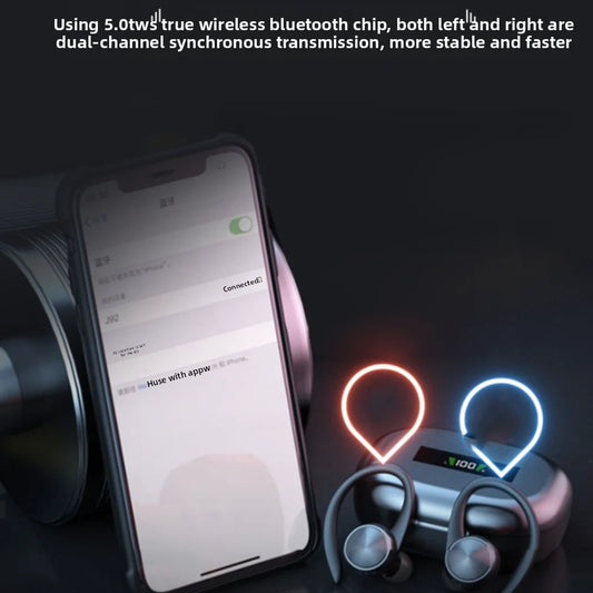 Hook-on Wireless Bluetooth Earphone Stereo Digital Display Wireless Earphones Noise Canceling HiFi Bluetooth Headset Peaceful Pleasures Health and Wellness