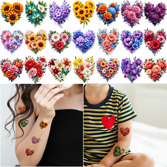 63-Piece Floral & Heart Temporary Tattoo Stickers for Adults Temporary Tattoo Stickers Oasis Select