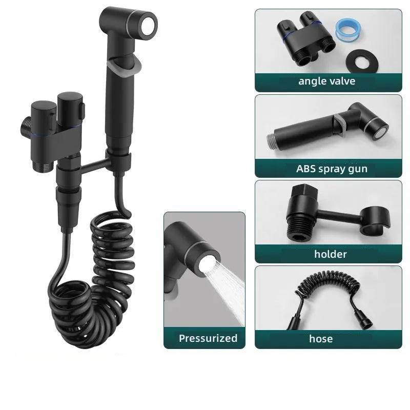 Handheld Bidet Sprayer Set | Dual Outlet Brass Angle Valve