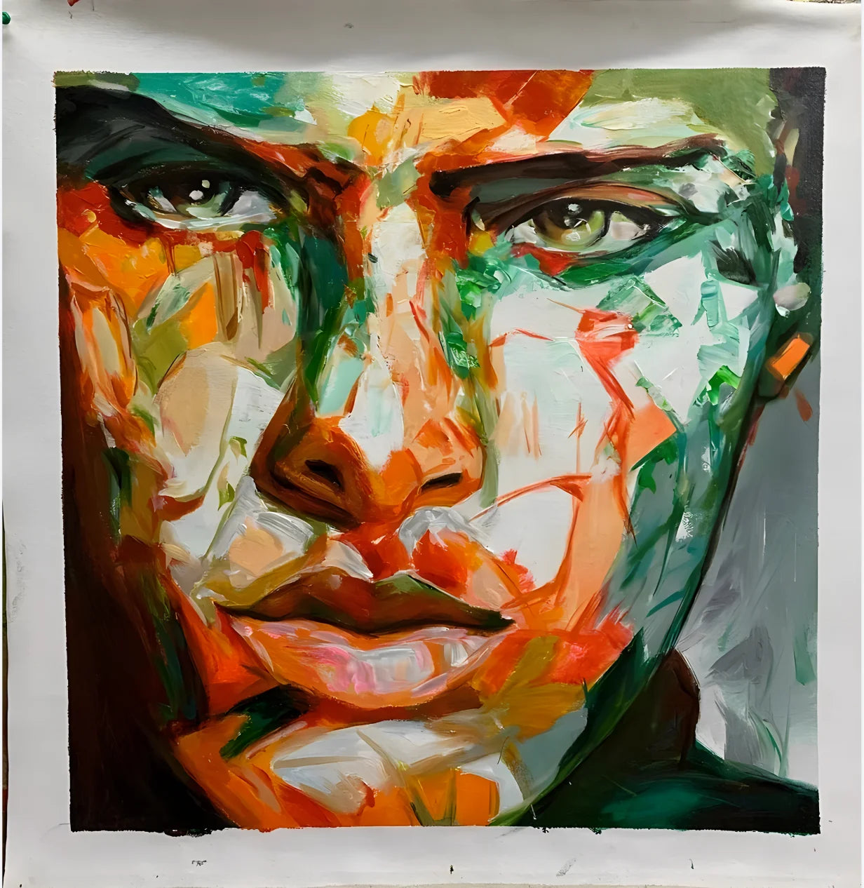 Canvas Painting Paintings For Living Room Wall Fashion Home Wall Art Hand-painted Knife Painted Face Peaceful Pleasures Health and Wellness