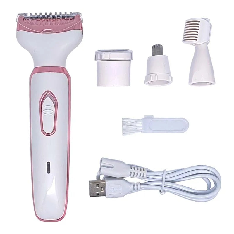 4 In 1 Bikini Trimmer Body Epilator Painless Lady Electric Shaver Hair Remover Set Underarm Eyebrow Nose Hair Trimmer Peaceful Pleasures Health and Wellness WHITE