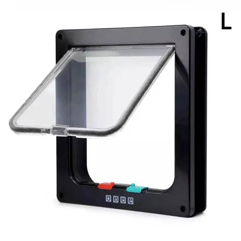 Weatherproof 4-Way Locking Cat Door – Transparent Flap Cat Door Flap Peaceful Pleasures Health and Wellness B size3